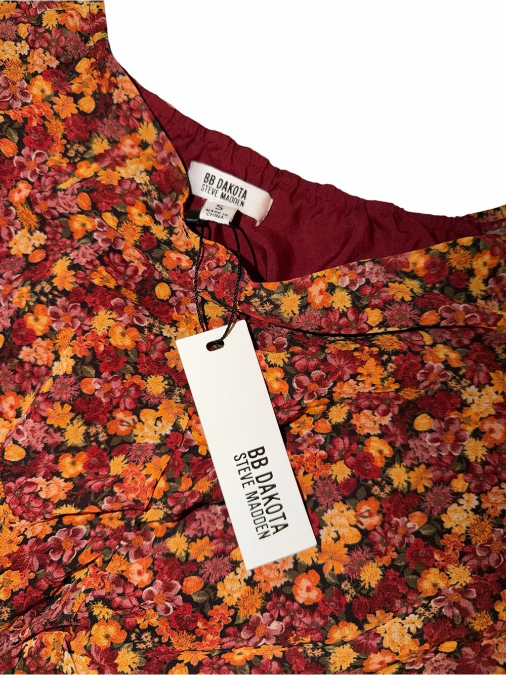 BB Dakota by Steve Madden Rust Floral V-Neck Long Sleeve Crop Top - Picture 3 of 6